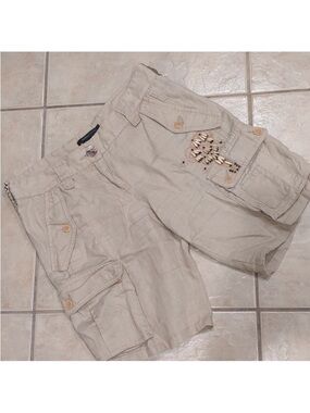 Adorable Embellished Trendy Linen Cargo Shorts